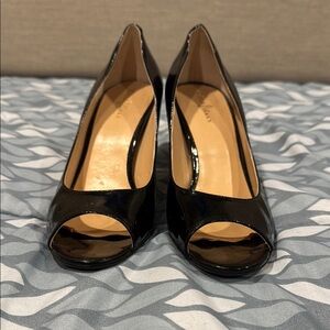 Cole Haan Sophisticated Black Patent Peep Toe Heels